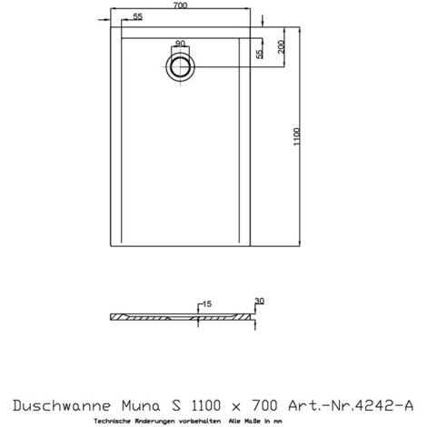 Receveur de douche Hoesch MUNA S 1100x700x30mm blanc