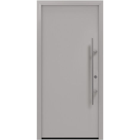 Porte d'entrée en métal PRO gris RAL9006 B1100mm H2100mm DIN gauche RC2 n.DIN EN1627