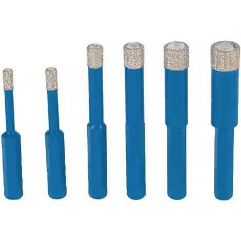 Jeu de perçage pour carrelage DDT HEX 6 pièces D. 5. 6. 8. 10. 12. 14 mm tige HE
