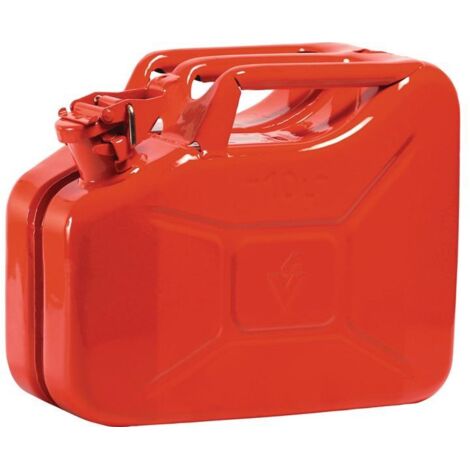 FP – Bidon de carburant 10L rouge pompier RAL 3000 en tôle d'acier – Dimensions L345 x l165 x H275 mm – Compatible tous carburants - dacier-L345xB165xH275mm