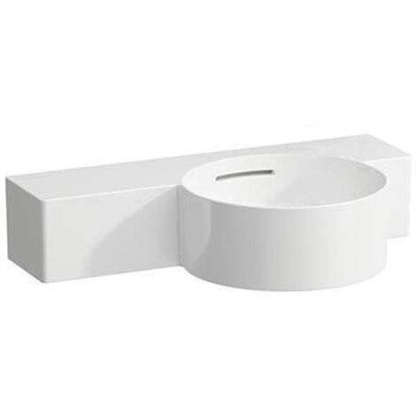 Lave-mains VAL 550x315 mm, tablette à gauche blanc sans trou pour robinetterie, avec trop-plein LAUFEN