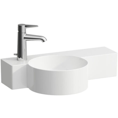 Lave-mains VAL 550x315 mm, tablette à droite, blanc, sans trou pour robinetterie, avec trop-plein LAUFEN (1/4)