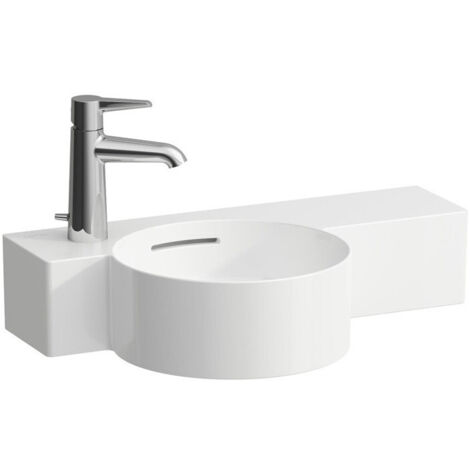 Lave-mains VAL 550x315 mm, tablette à droite, blanc, 1 trou robinetterie à gauche, avec trop-plein LAUFEN (1/4)