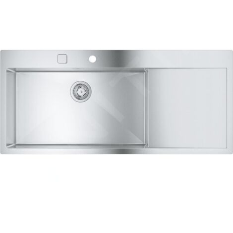 Grohe – Évier à encastrer 1 bac inox 1160x520mm – Acier inox AISI 304 – Finition satinée – Système de fixation rapide Quick Fix (1/5)