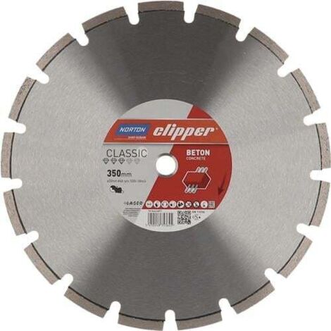 Disque à tronçonner diamant Classic Béton D.350mm Alésage.25,4mm 2,8mm 10mm NORTON (1/2)