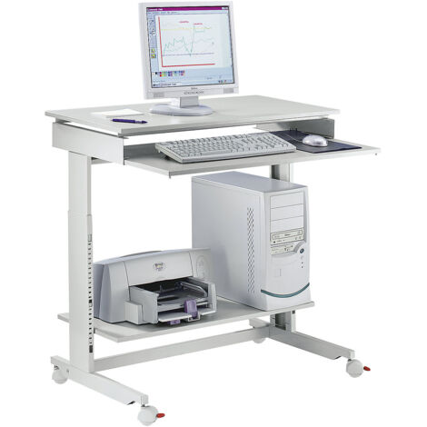 Table de travail PC H720-1100xL900xP500mm gris clair mobile (1/4)
