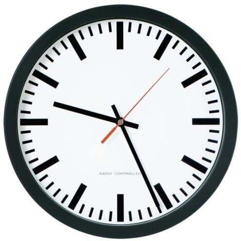 Horloge radio-réveil murale Ku.noir D.250mm barre 1,5V D.250mm (1/2)