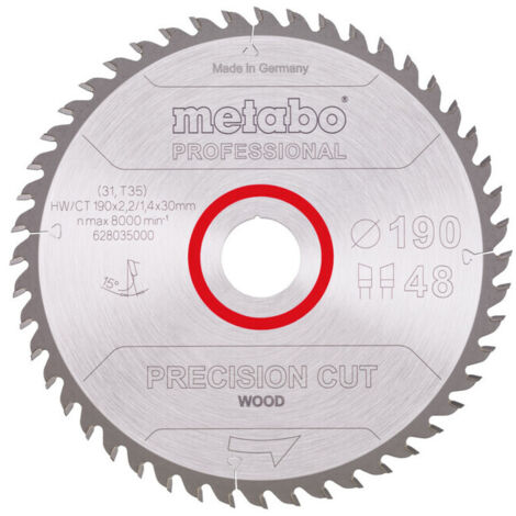 Lame de scie circulaire precision cut wood professional D190xl2,2xAlésage30mm 48dents WZ (1/3)