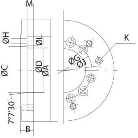 Format Stahlflansch DIN55026/21 220mm 3B KK8 Kitagawa (1/4)