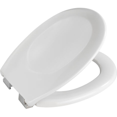 WENKO Abattant WC avec frein de chute 'Easy Close' Savio, fixation plastique chromé, antibactérien, Duroplast, 35 x 44.5 cm, Blanc (1/5)