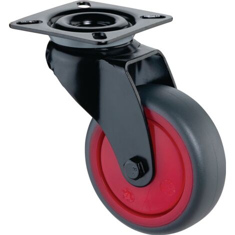Roulette pivotante D.75mm Trgf.75kg m.Plat. bille caoutchouc gris BS ROLLEN (1/2)