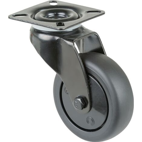 Roulette pivotante A800.A85.075 avec plaque.Ø 75 W 25mm.60kg TPR (1/2)