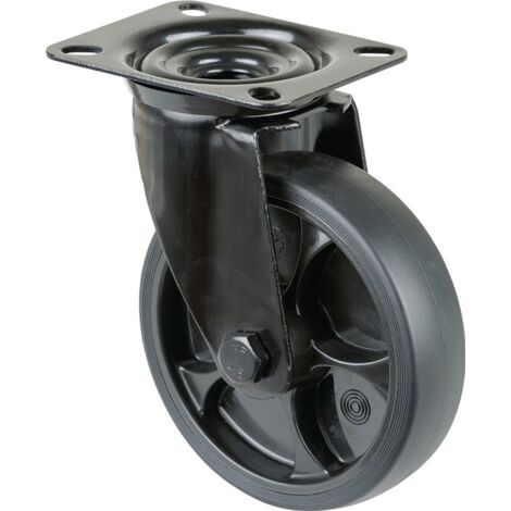 Roulette pivotante L800.B44.126.06avec platine.Ø 100 W 32mm.120kg TPR (1/2)