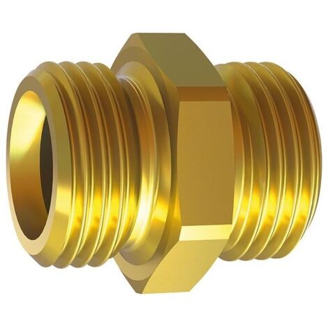 Raccord double laiton filetage mâle F3/8"xF3/8" cote s/plats 19mm RIEGLER 1 PCS (1/2)