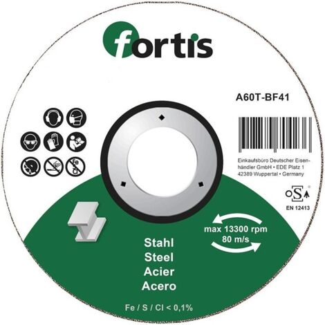 Disque de coupe Acier 115 x 10mm courbé FORTIS (1/2)