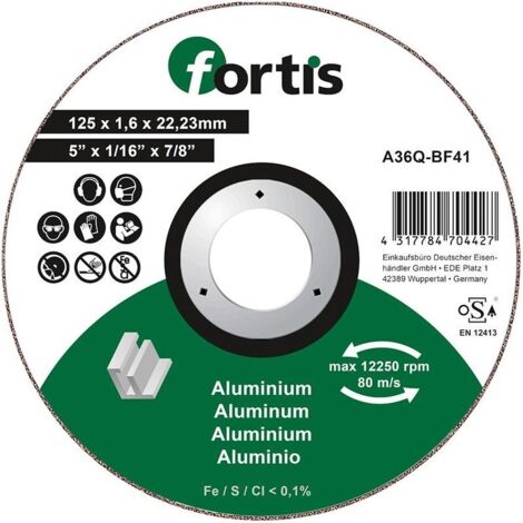 Disque de coupe ALU-NE 125 x 16mm courbé FORTIS (1/2)