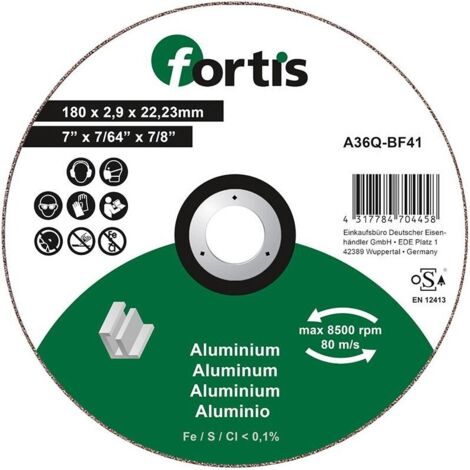 Disque de coupe ALU-NE 180 x 29mm courbé FORTIS (1/2)