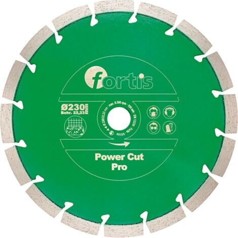 Disque diamant Power Cut Pro Ø 180 mm Segment laser 12 mm Alésage 222 mm FORTIS (1/2)
