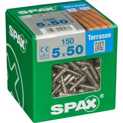 Lot de 150 vis terrasse inox tęte cylindrique SPAX, Diam.5 mm x L.50 mm