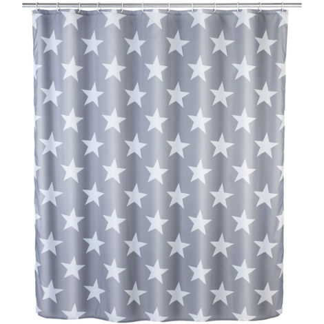 Rideau de douche Stella gris anti-moisissure 180 x 200 cm polyester, lavable (1/5)