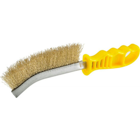 Brosse Fil d'acier inoxydable poignée plastique jaune 280 x 25 mm FORTIS (1/2)