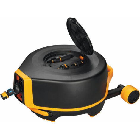 Fiskars – Enrouleur tuyau arrosage 20m – Rotation 360° – Enroulement automatique – Design autoportant – Accessoires inclus (1/6)