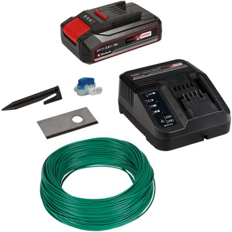 Einhell Kit d'installation 500m² pour Robot-Tondeuse FREELEXO (Jusqu'à 500m², 3 lames, 130m câble périphérique) Livré avec Batterie 2,5Ah et Chargeur (1/5)