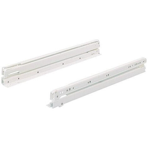 Hettich – Coulisse pour tiroir à roulettes sortie complète 250 mm – Acier enrobé blanc – Système Stop Control – Charge max EN 15338 niveau 1