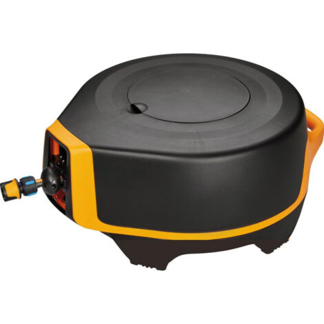 Fiskars – Dévidoir mural automatique 25m – Tuyau de sortie 20m et d'accès 5m – Rotation 360° pour surface d'arrosage étendue – Connecteurs inclus