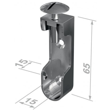 Support tube cintre armoire 11118 Zinc coulé sous pression, nickelé, fixation murale.30x15mm PG (Par 50)
