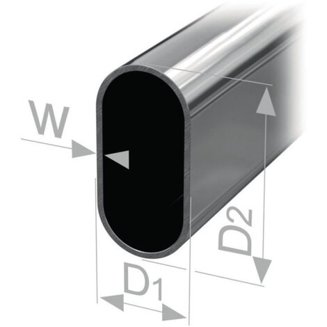 Tube d'armoire ovale soudé sans soudure, acier chromé, hauteur du tube 30 mm, largeur du tube 15 mm, épaisseur de la paroi 1 mm 2000 mm PG