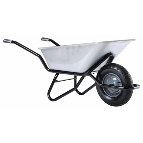 Haemmerlin – Brouette de jardin 120L – Caisse galvanisée résistante à la corrosion – Roue gonflée Ø 400mm – Châssis tube peint (1/4)