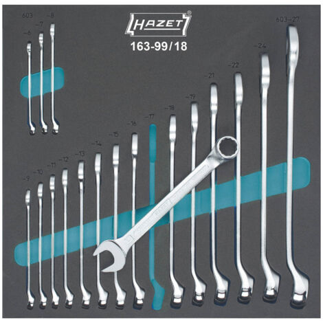Assortiment d'outils pour servante 163- 99/18 Jeu de clés mixtes Profil Traction a 12 pans extérieurs/nombre d'outils 18 (1/2)