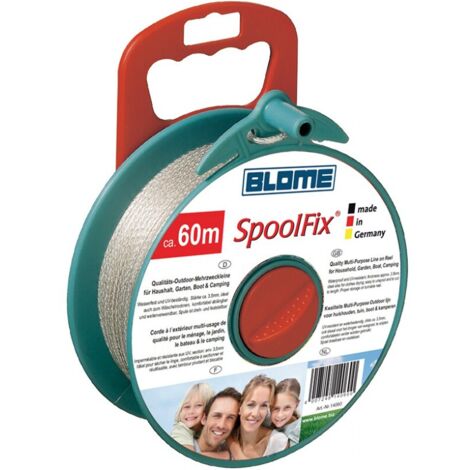 Corde à linge extérieure 60 m – Résistante aux UV – Épaisseur 3,5 mm – Bobine avec tambour rotatif et verrouillable – Blome