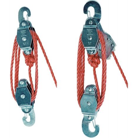 FP – Palan 300kg – Boîtier en acier robuste – Câble de 6mm – Crochets de sécurité – Roues auto-lubrifiantes en polyamide – Frein à 5 dents