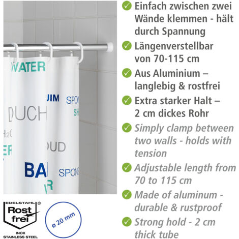 Barre de Douche Télescopique Epais 20 mm Chrome 70-115 cm - Wenko 19210100