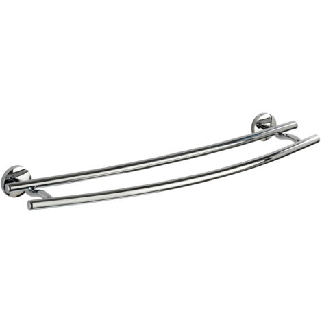 Wenko – Porte-serviettes mural double 58 cm – Zinc chromé haut de gamme – Montage sans perçage – Design élégant – Garantie 10 ans