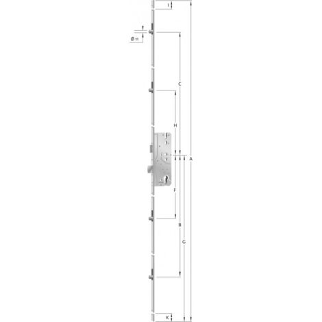 Verrou de porte multipoint AS 8092 – Longueur 2170mm – Backset 65mm – Distance 92mm – Plaque faciale 20mm – Gâche électrique compatible – KFV