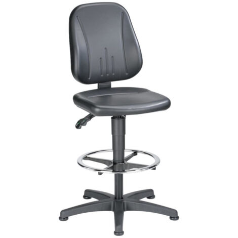 Chaise de travail Unitec 3 sur patins et avec repose pieds - tissu bleu - 9651-CI02 (1/5)