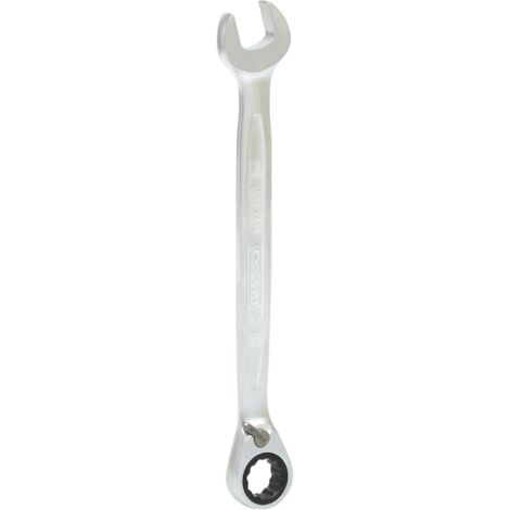 Kstools – Clé mixte à cliquet réversible 12mm – Acier chrome-vanadium – Tête inclinée 15° – Angle de retour 5° – Plage d'application 109 Nm