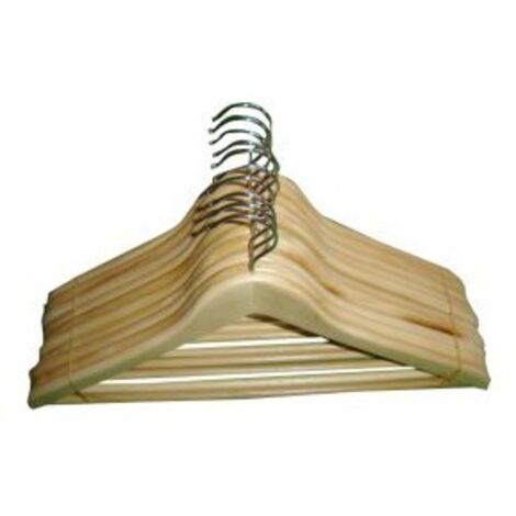 FP – Cintre en bois 45 cm – Crochet nickelé pour suspension élégante – Lot de 10 cintres pour vêtements – Cintre pantalon durable