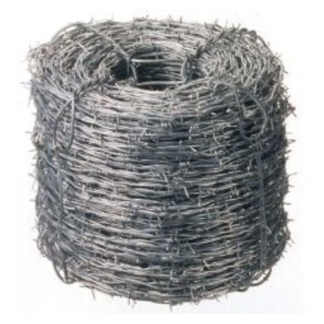FP – Fil de fer barbelé galvanisé 200 m – Diamètre 2,5 mm – Poids 21 kg – 4 fils tous les 10 cm pour sécurité renforcée