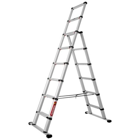 Telesteps – Échelle télescopique 2,30 m – Aluminium anodisé léger – 6 + 2 marches larges antidérapantes – Charge max 150 kg – Hauteur de travail 3,60 m