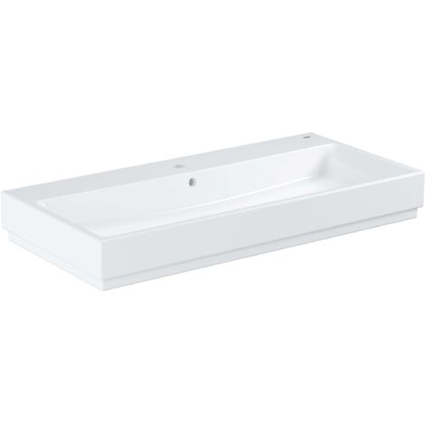 Grohe – Vasque à poser 100 cm en porcelaine vitrifiée – Finition PureGuard anti-calcaire et antibactérien – 1 trou de perçage – Avec trop-plein