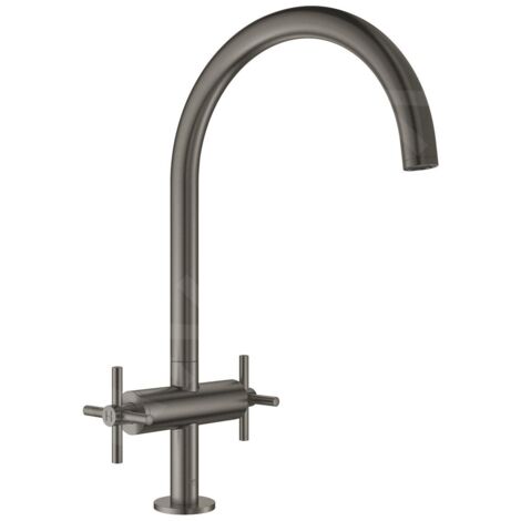 Robinet de cuisine 2 levier chrome graphite dur brossé (1/3)