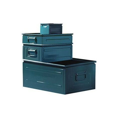 FP – Boîte de transport empilable en acier – Dimensions L140xP200xH130 mm – Deux poignées tombantes – Stabilité accrue avec bord d'empilage roulé (1/2)