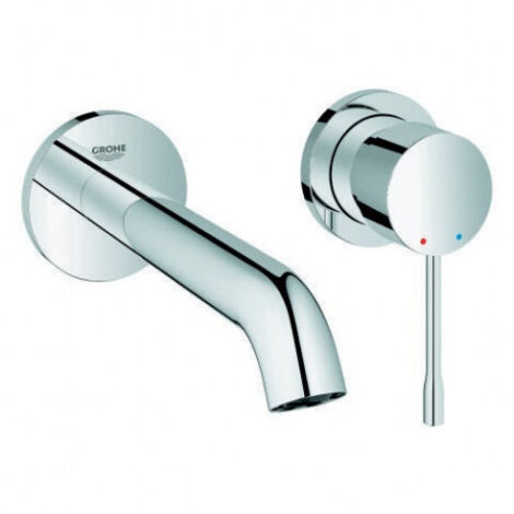 Mitigeur lavabo mural 2 trous – Finition chromée – Longueur bec 183mm – Technologie GROHE Water Saving – Pour salle de bain moderne (1/4)