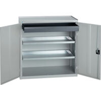 Armoire d'atelier / d'appoint H1000xL1000xP500mm 1 tiroir, 2 portes gris clair / gris clair
