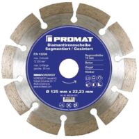 Disque à tronçonner diamant Ø 125 mm perçage 22,23 mm segmenté hauteur seg. 10 mm épaisseur seg. 1,9 mm