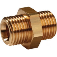 Mamelon fileté double laiton filetage extérieur G 3/8 x G 1/2 po. SW 24 mm